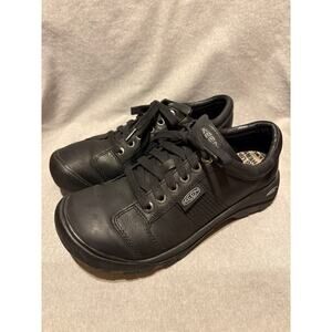 Keen Austin Men’s 10 Black Leather Water Resistant Low Hiking Shoes Barely Worn